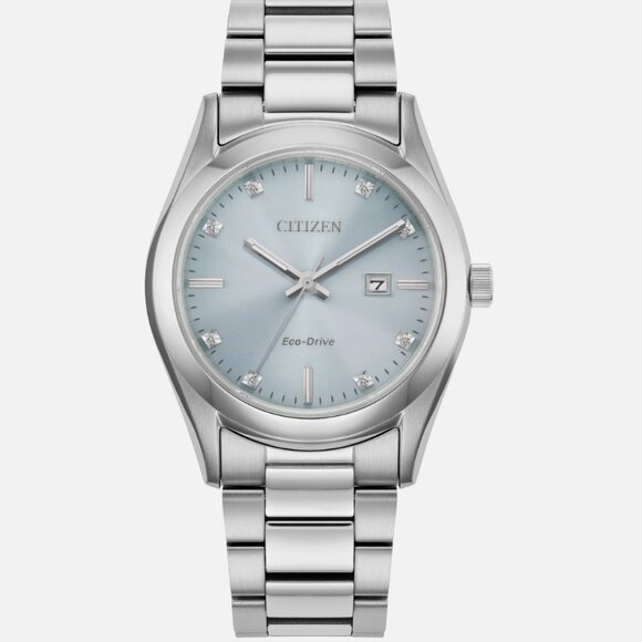 Citizen Women's Sport Luxury Calendar Eco-Drive Silver Watch 33 MM